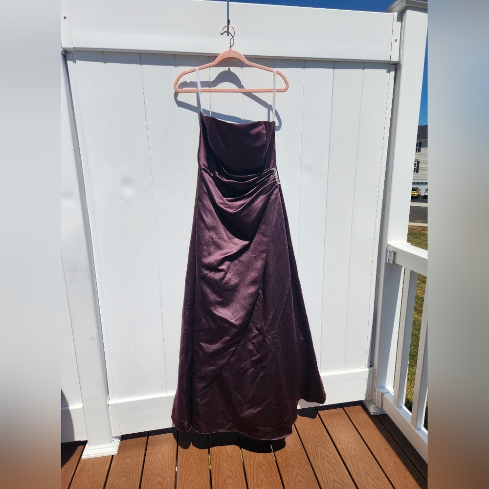 Vintage David's Bridal Prom/Bridesmaid Dress | Y2K Style | Brown Strapless | 8